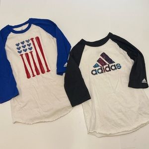 Adidas Lot of 2 Girl Softball Shirts Size S/M